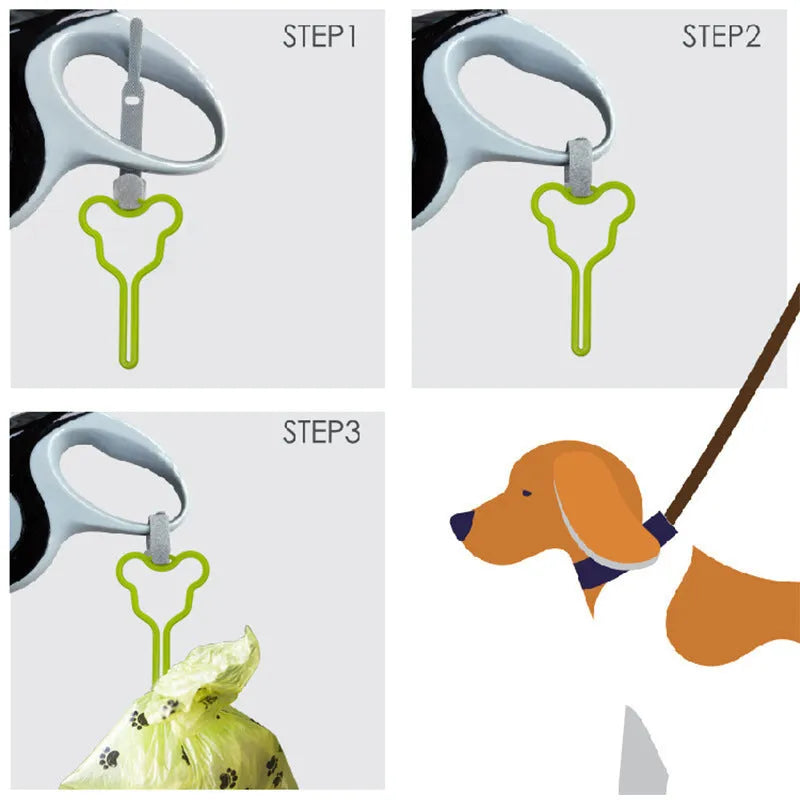 Dog waste bag holder with velcro leash clip in assorted colour options