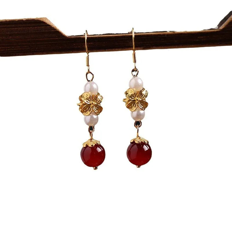 Vintage court style geometric retro alloy earrings with electroplated finish in colour earrings 6#