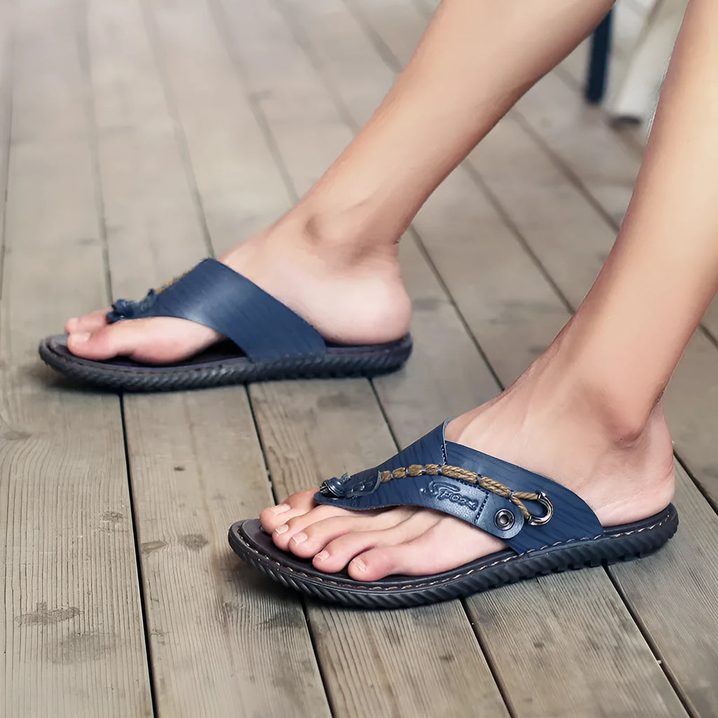 Men's non-slip PU leather slippers in multiple colours with wear-resistant soles