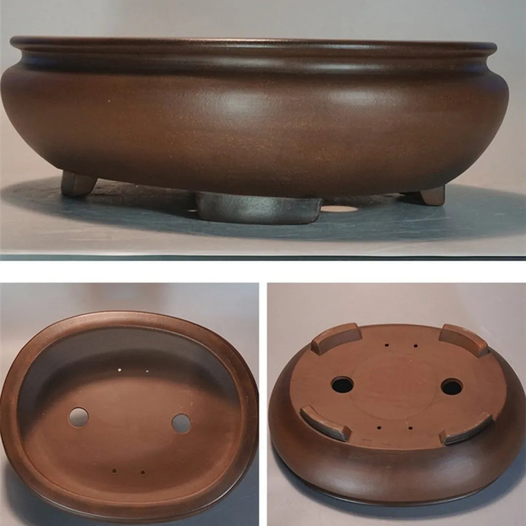 Purple sand porcelain desktop flowerpot with handmade classical styling for indoor plants