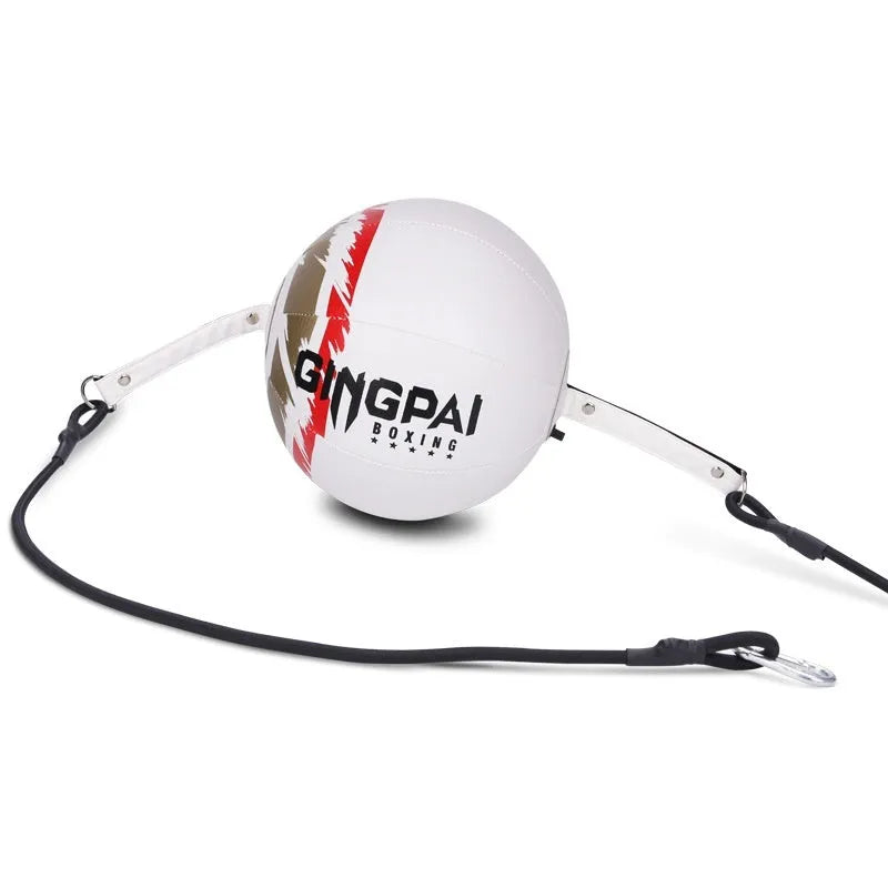 Hanging boxing speed ball in three colour options: black, black and green, or white