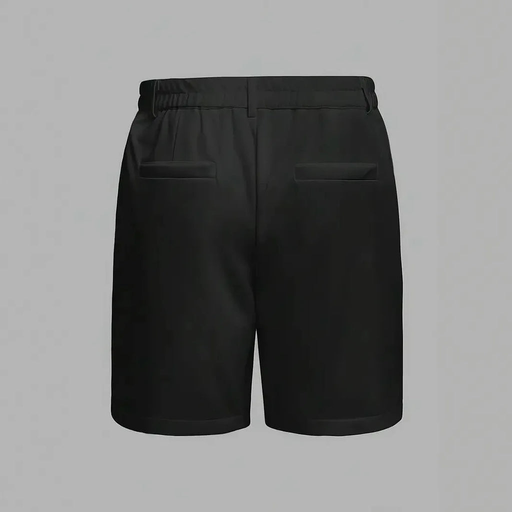 Men's straight-leg cotton blend casual shorts in black, white, grey, and sky blue colours