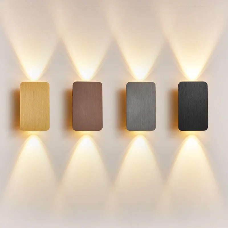 Slim modern wall lamp with a minimalist Nordic design in a choice of black, coffee, gold, or grey finish.