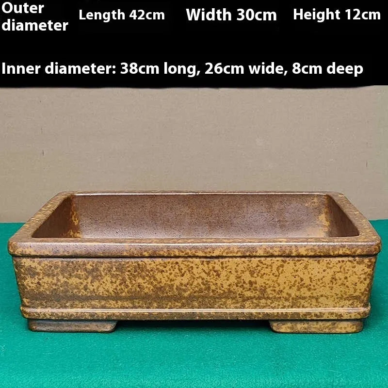 Straight shallow rectangular Yixing purple sand flowerpot for corridor plant display