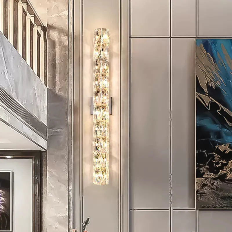Crystal wall lamp in chrome or gold finish, available in 200mm, 300mm, 400mm, 600mm and 1000mm lengths