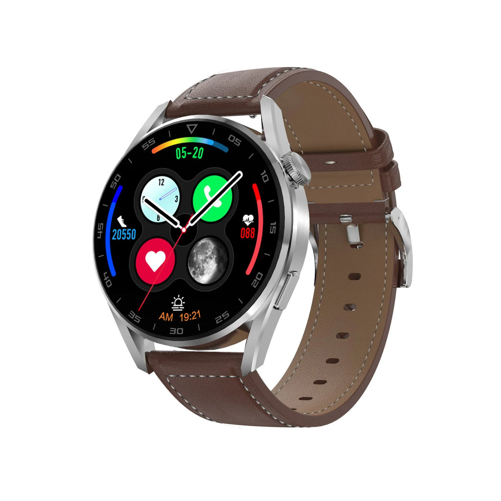 Smart watch with Bluetooth call and scan code functions showing metal wristband and 1.3-inch IPS touchscreen display