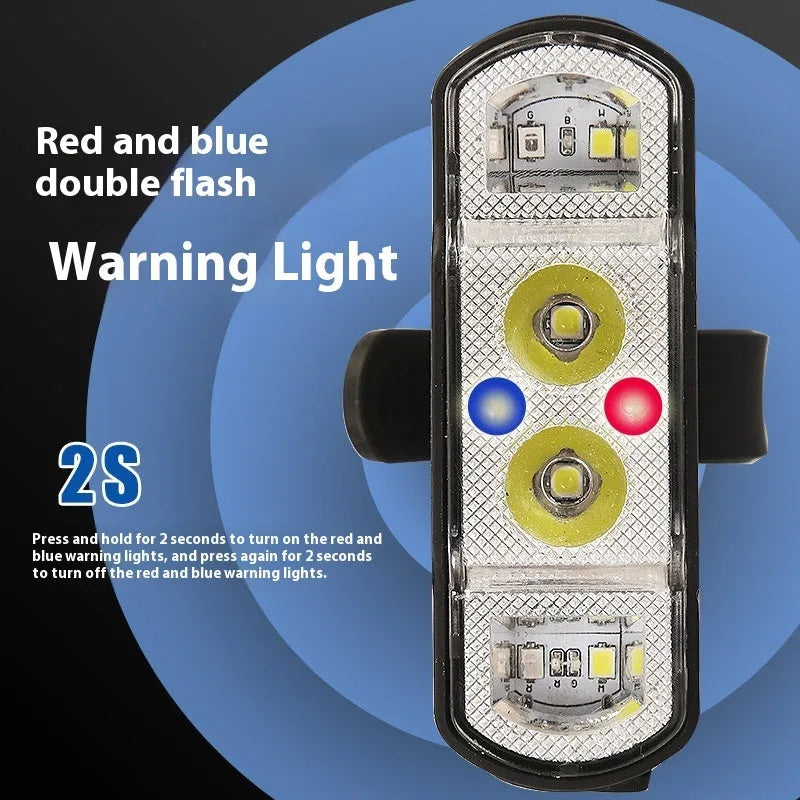 Black ABS bicycle headlight with LED lamp and rechargeable battery for cycling