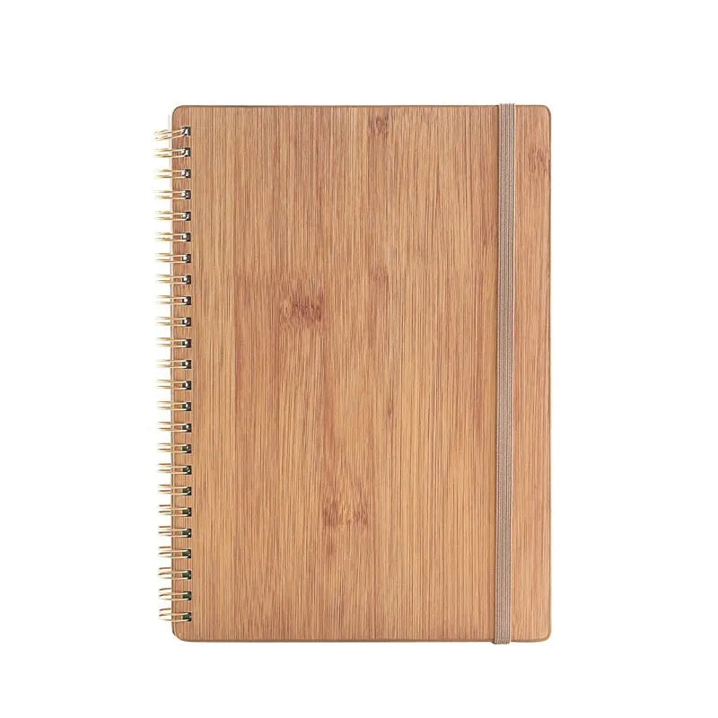Erasable coil notebook with customisable cover options including black, blue, brown, red, sky blue and wood grain finishes