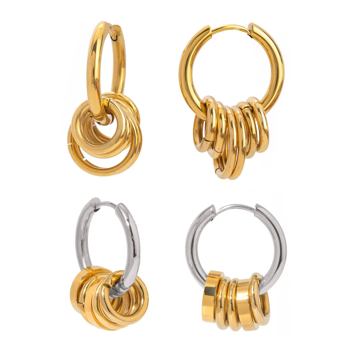 Stainless steel electroplated earrings with colour-matching design for unisex wear