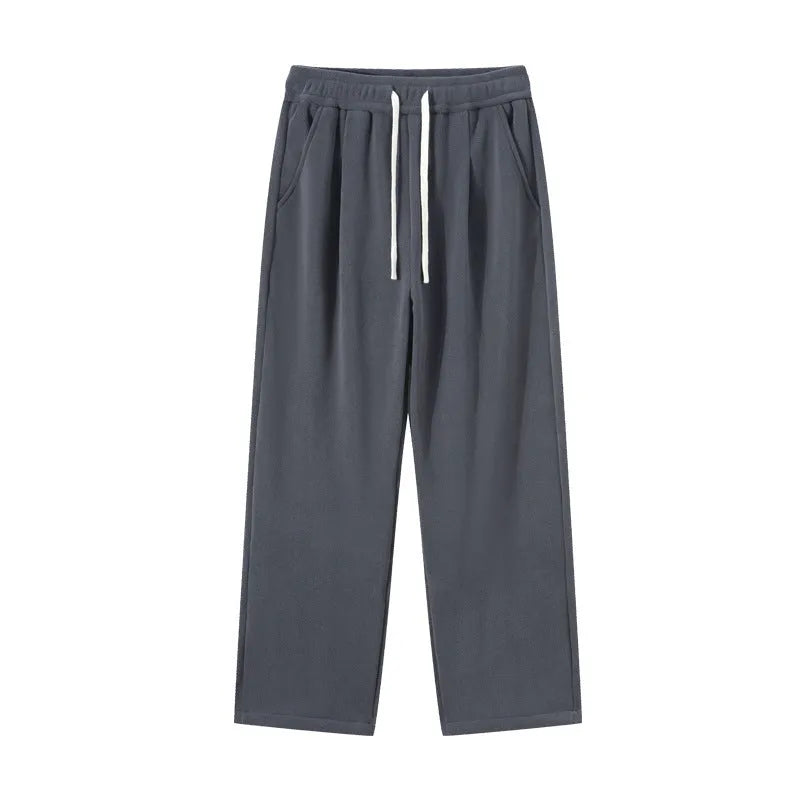 Men's polar fleece fleece-lined winter trousers in loose fit with drawstring waist