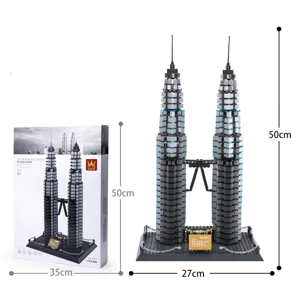 Wange small particle ABS building blocks set with global landmark models including Big Ben and Eiffel Tower