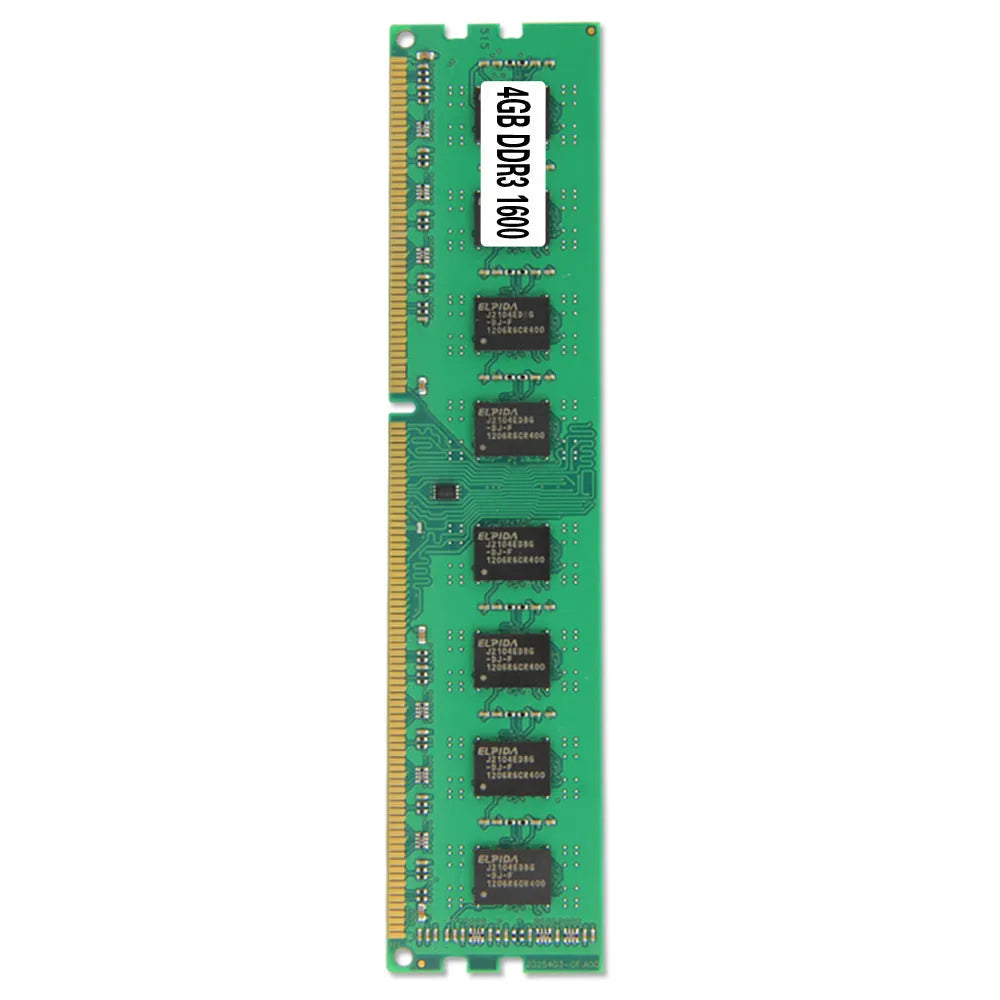 Single 4GB DDR3 1600MHz desktop computer memory module on a white background
