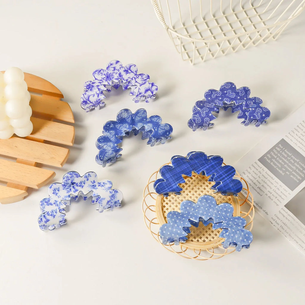 New Wave Grip Blue Series PVC hair barrettes for women with asymmetric natural style in assorted colours
