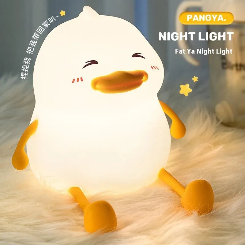 Chubby silicone night lamp with phone holder showing dimensions 108x104x128mm