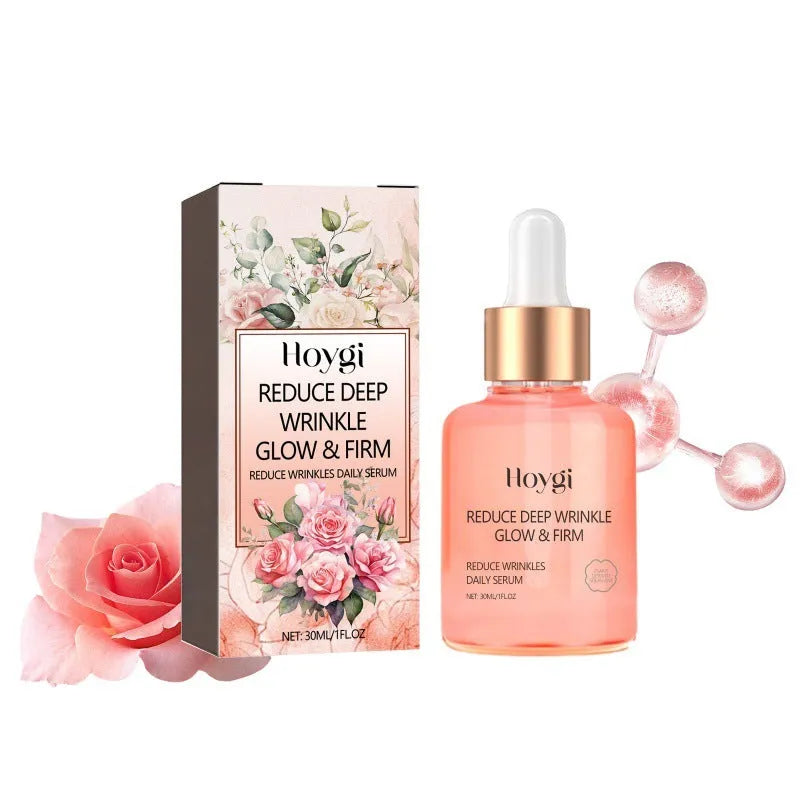 30ml rose essential oil bottle with dropper for facial skincare and wrinkle reduction