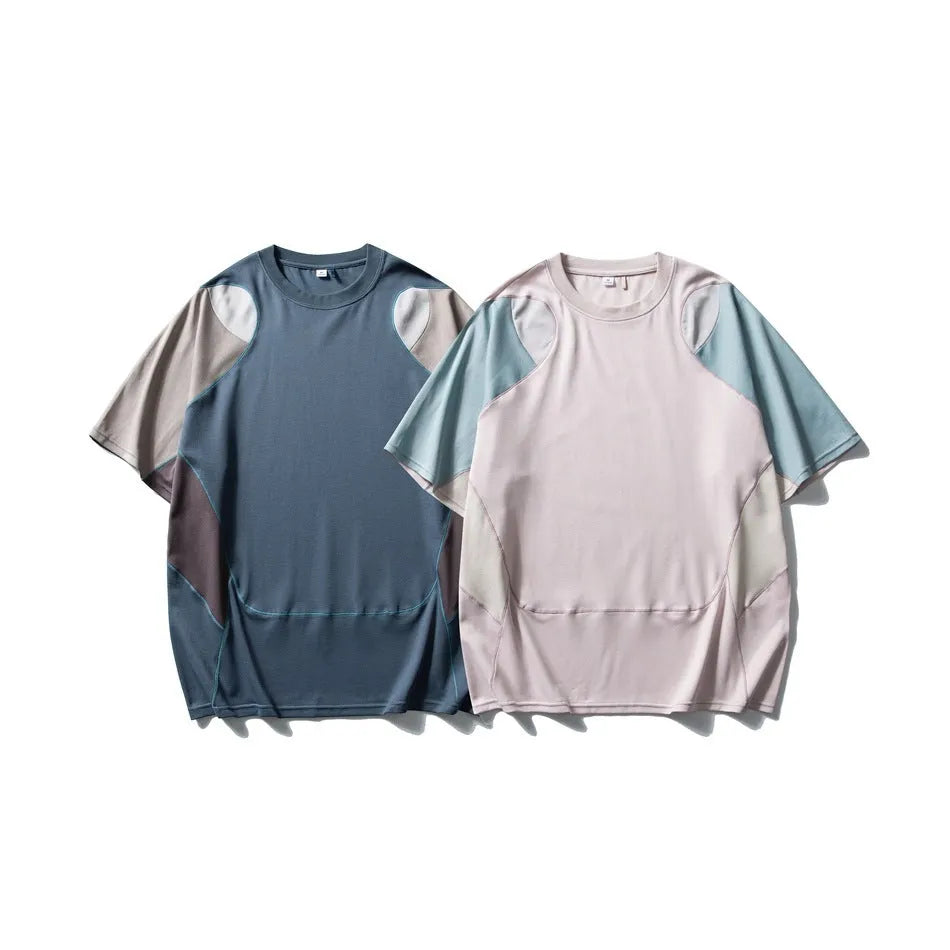 Men's cotton blend sports T-shirt with raglan sleeves in loose fit, shown in Galaxy Blue colour