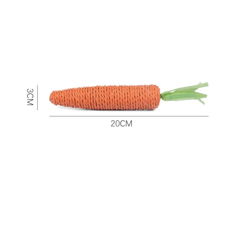 Interactive cat toy set with carrot paper toys, ringing stones, and textured grinding sticks for indoor play