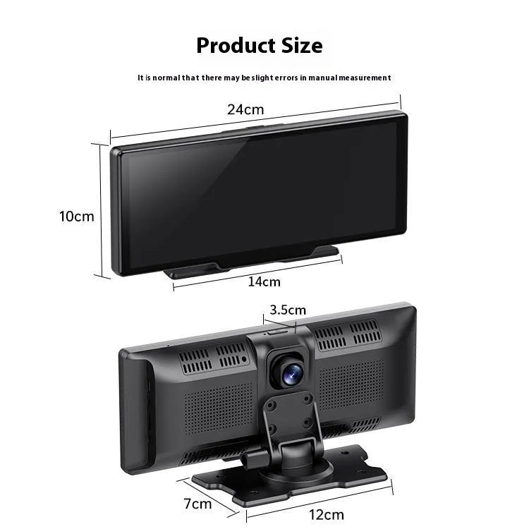 10-inch car smart screen with CarPlay, navigation, and driving recorder functions on touch display