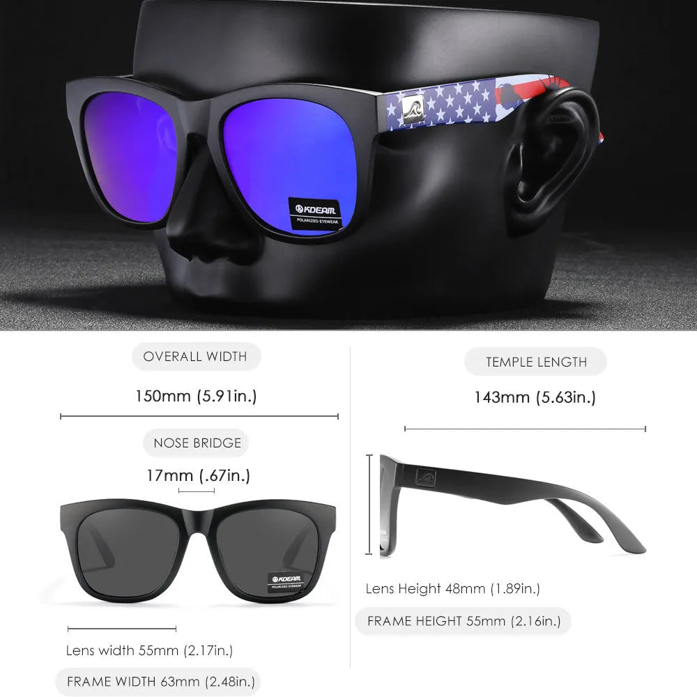 Polarised sunglasses with thickened TAC lenses and PC frame for outdoor UV protection