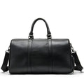 Men's leather excursion tote bag in black or coffee colour with single shoulder strap
