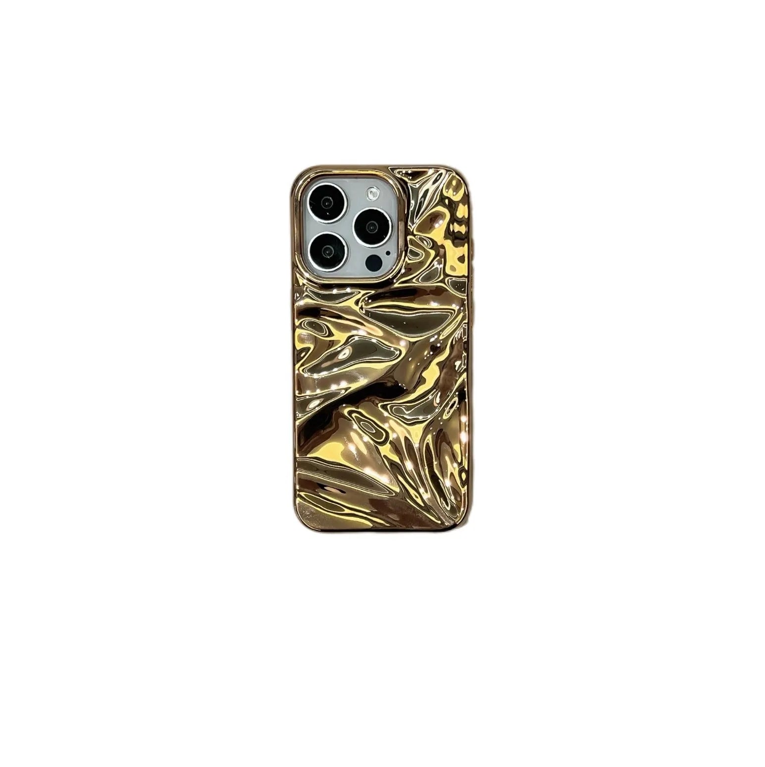 Silver electroplated TPU phone case with three-dimensional pleated pattern for iPhone