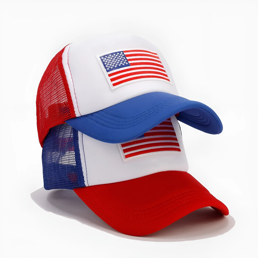 Adjustable baseball cap in red or blue space cotton mesh fabric with dome crown