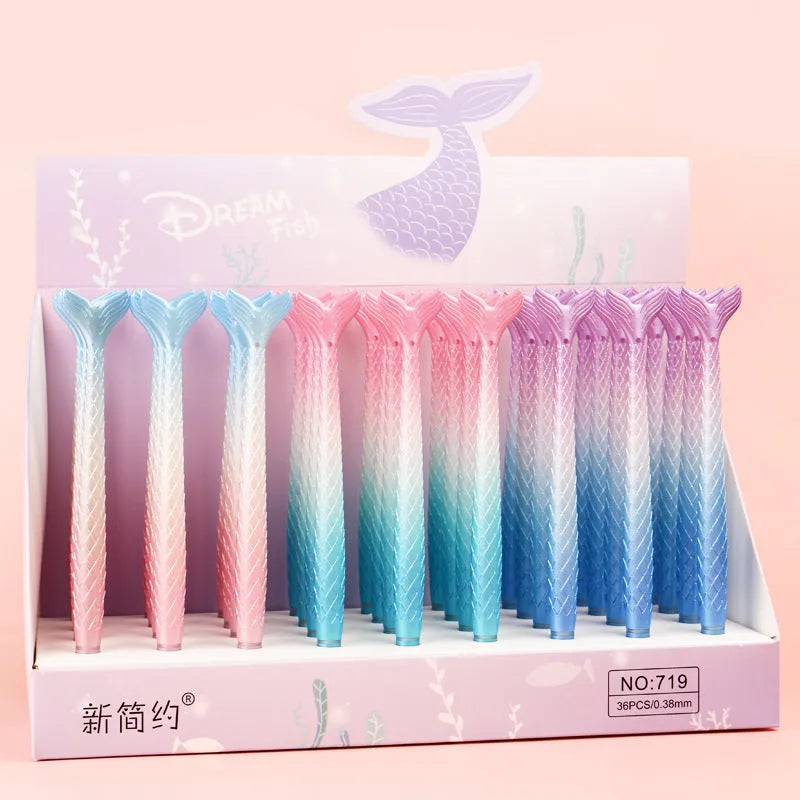 Creative cartoon mermaid pen with a 0.38mm fine tip and plastic shell.