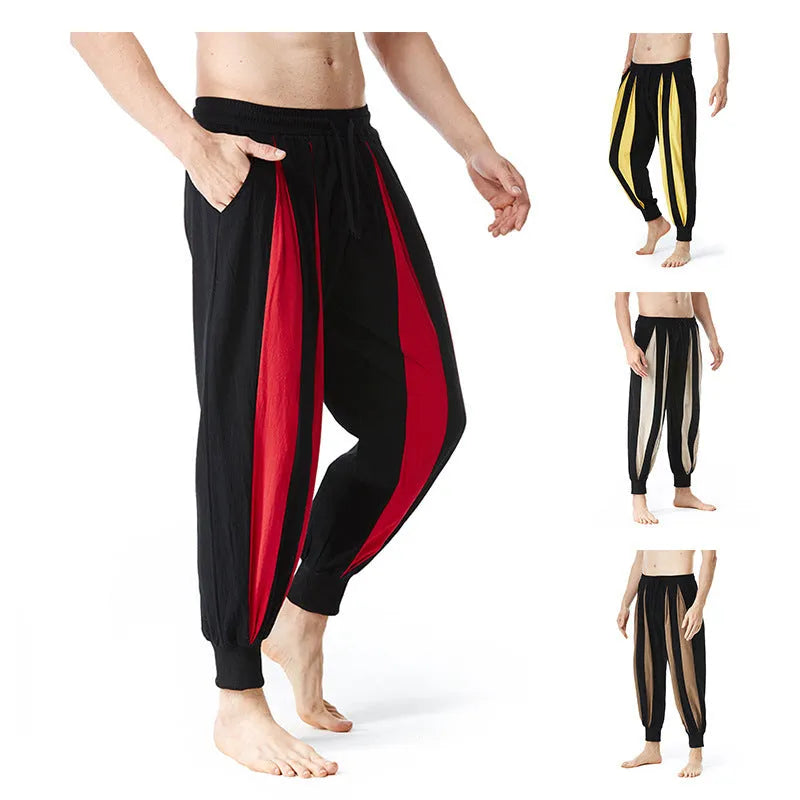 Men's straight-leg casual trousers in four colours: red, khaki, yellow, brown