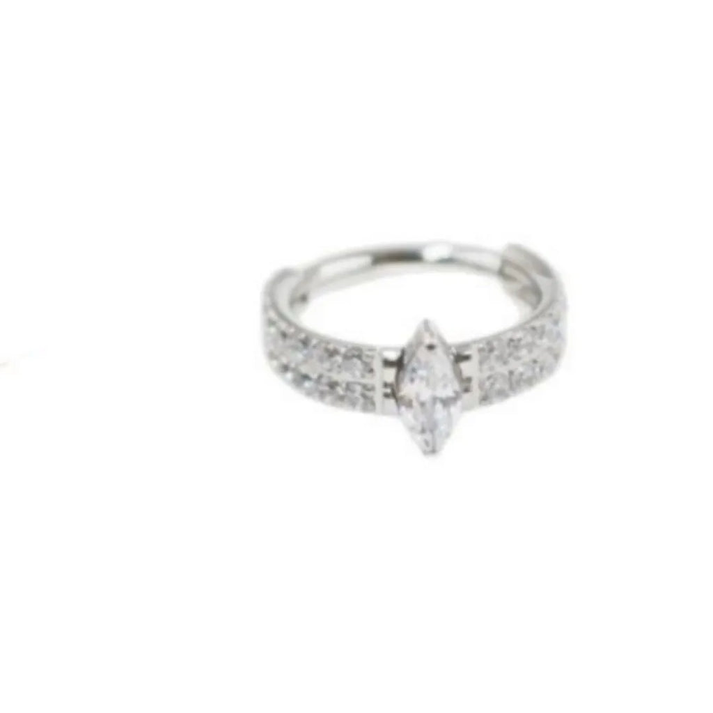 Heart-shaped zircon diamond earrings in titanium steel with silver or gold finish, 1.2x8mm size