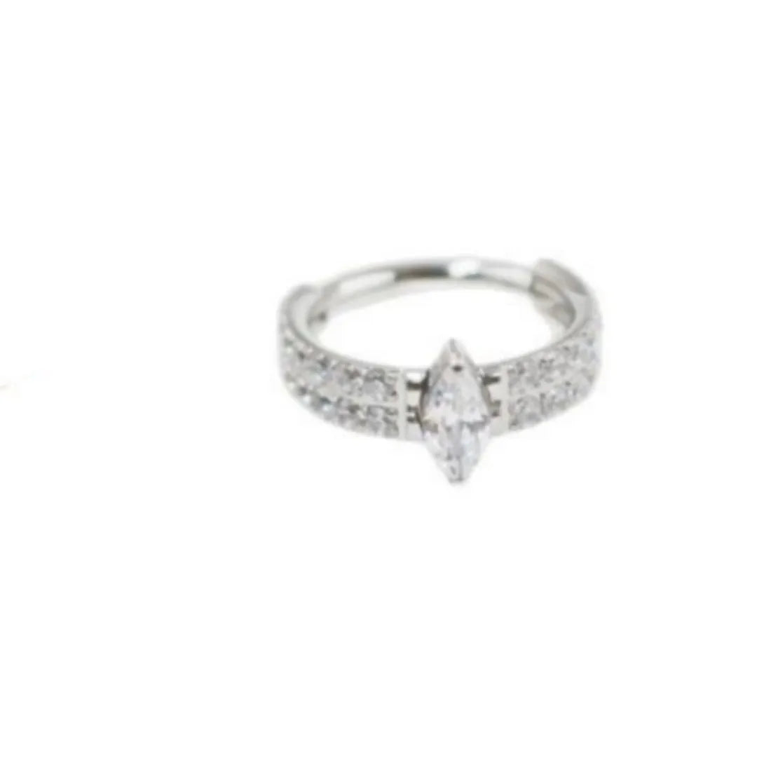 Heart-shaped zircon diamond earrings in titanium steel with silver or gold finish, 1.2x8mm size