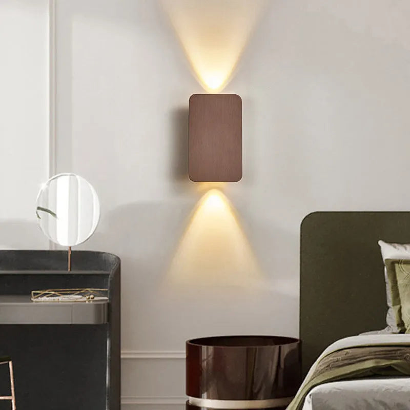Slim modern wall lamp with a minimalist Nordic design in a choice of black, coffee, gold, or grey finish.