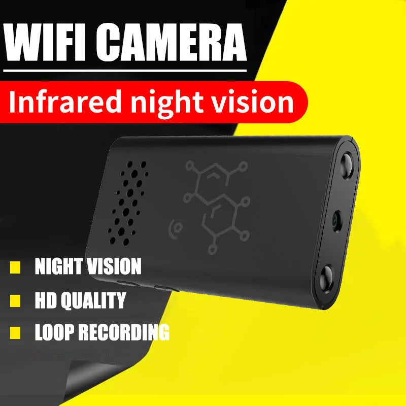 Black indoor security camera with 1080p HD video for baby monitoring and WiFi mobile connectivity