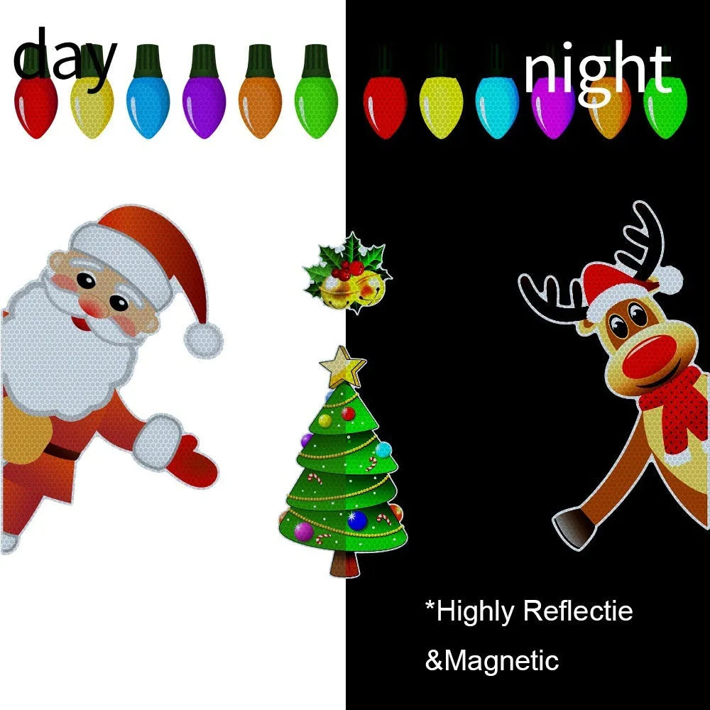 Christmas elk reflective magnetic car decoration sticker in cartoon style