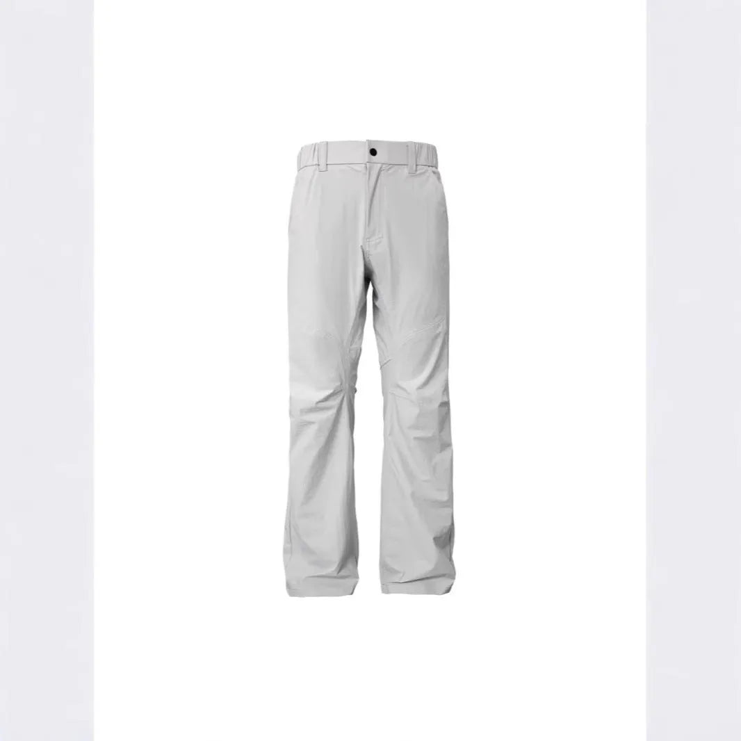 Men's straight-leg casual trousers in Army Green with an elastic mid waistband on a white background.