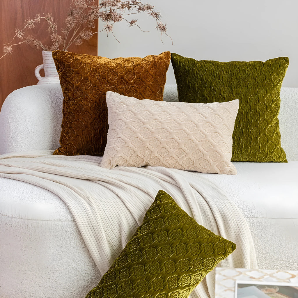 Brown gold quilted cotton cushion with Chinese antique style three-dimensional pattern