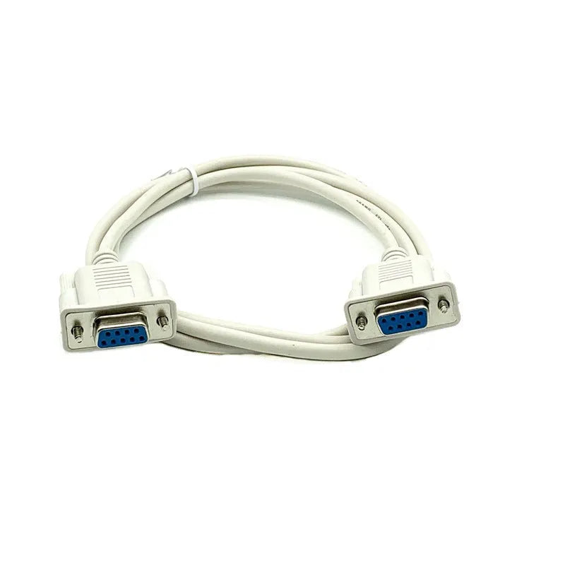 Female to female DB9 RS232 serial cable 1.5 metres long milky white colour