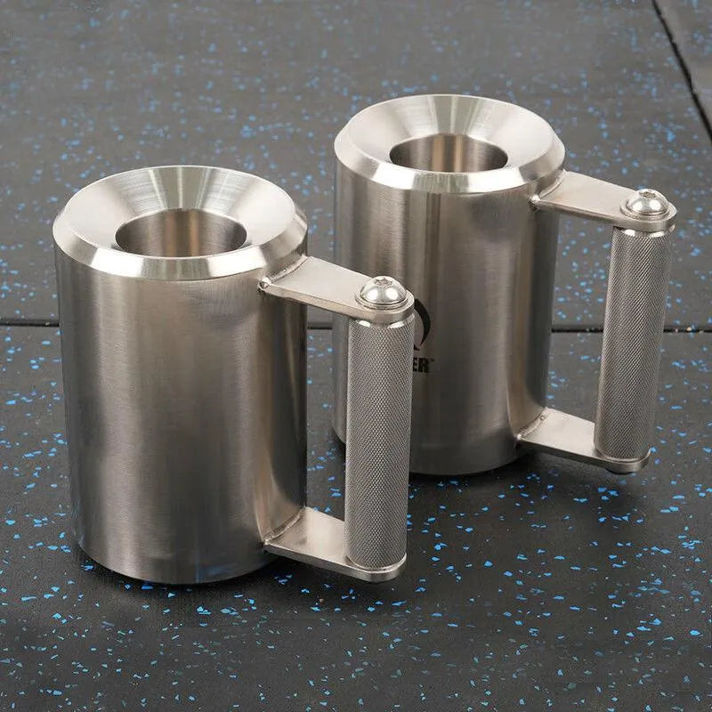 Single 8kg stainless steel dumbbell cup weight plate, silver colour, for barbell and dumbbell training.