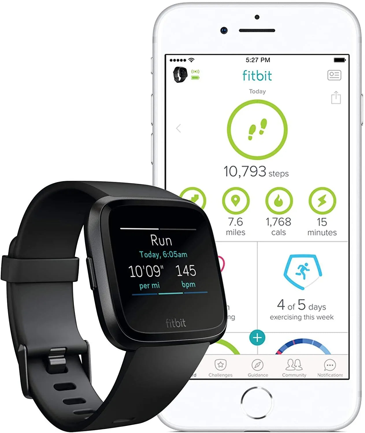 Black smartwatch with heart rate monitoring and sleep tracking on wrist