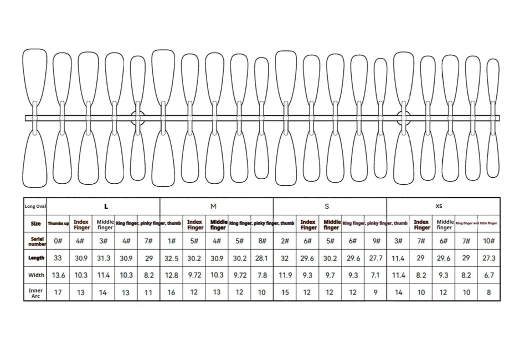 Y2k retro long water drop nail stickers in fission colour with glossy sealing layer, 40 pieces for ladies