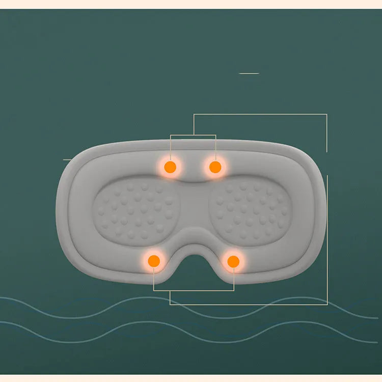 Portable Eye SPA Mask with suede shell in pink or green, showing USB port and dimensions of 93mm by 200mm.