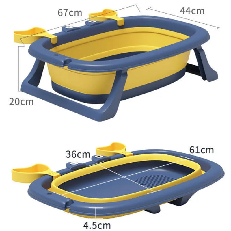 Blue foldable portable pet tub for small dogs and cats with non-slip base