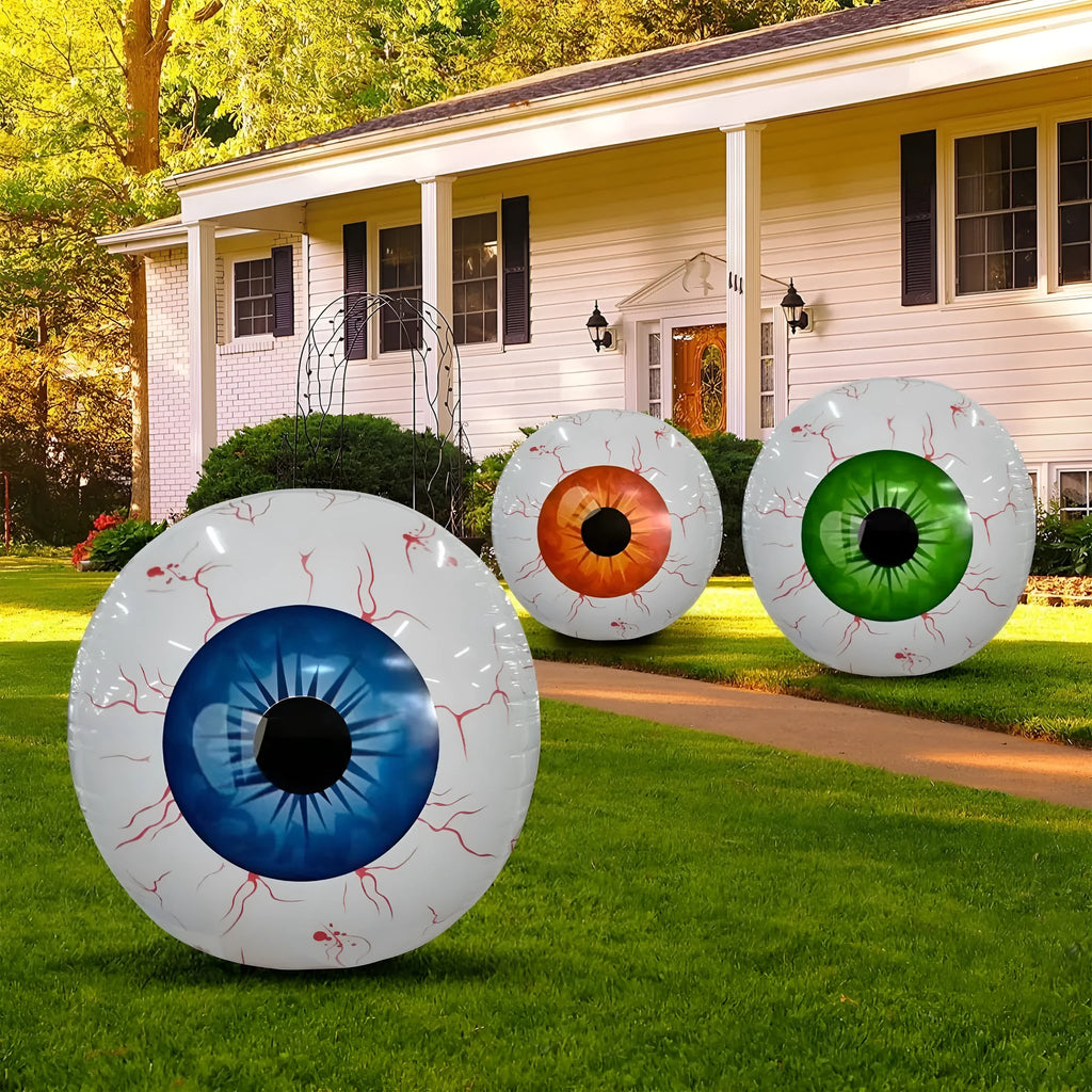 Halloween eyeball balloon with bloodshot design inflated to 40cm diameter