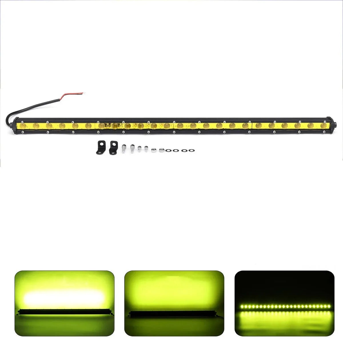 25-inch silver aluminium alloy single row LED light bar for cars with mounting brackets