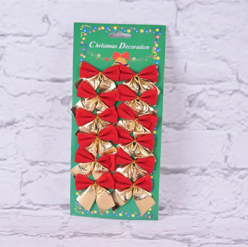 5 cm Christmas decoration bow in polyester material with red, gold, silver, and red gold colour options