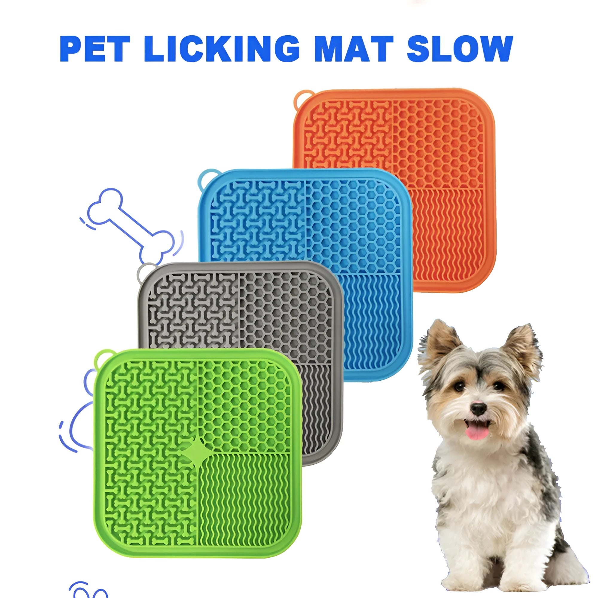 Orange red grey blue green silicone dog licking mat with suction cups for slow feeding