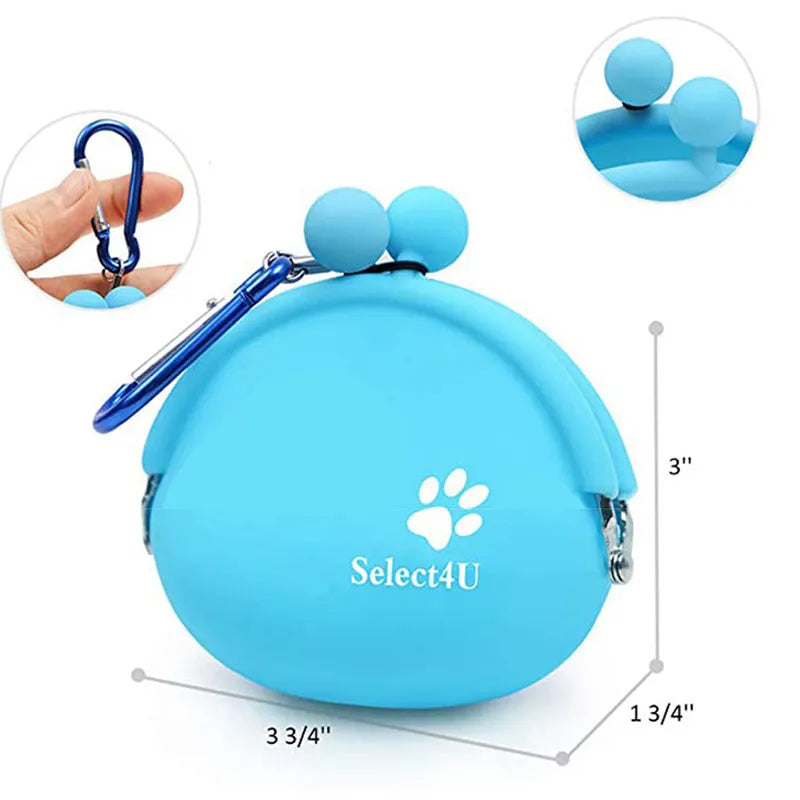 Silicone dog treat waist bag with hook and loop closure in assorted colours