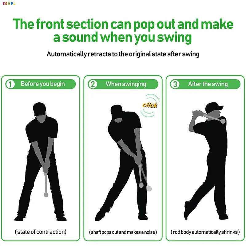 Telescopic golf swing simulator in stainless steel with adjustable height for indoor practice