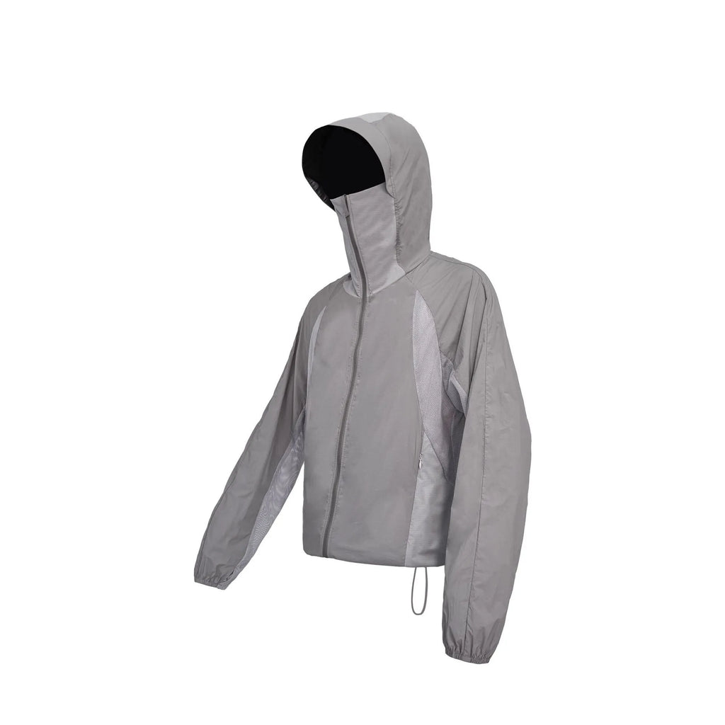 Mesh stitching thin sun protective clothes in desert brown, light gray, red and blue colours with nylon fabric construction