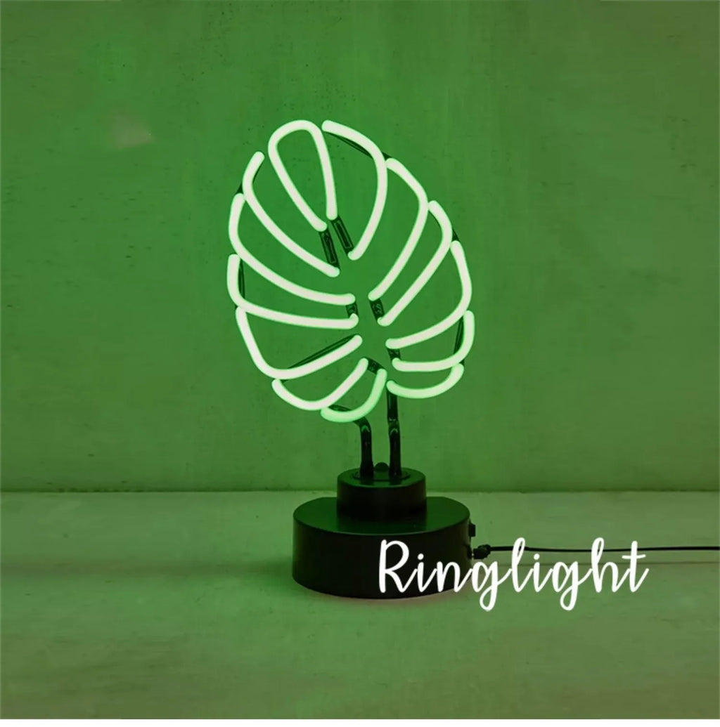 White minimalist bamboo-shaped desk lamp with green light, USB cable, shown in two size options.