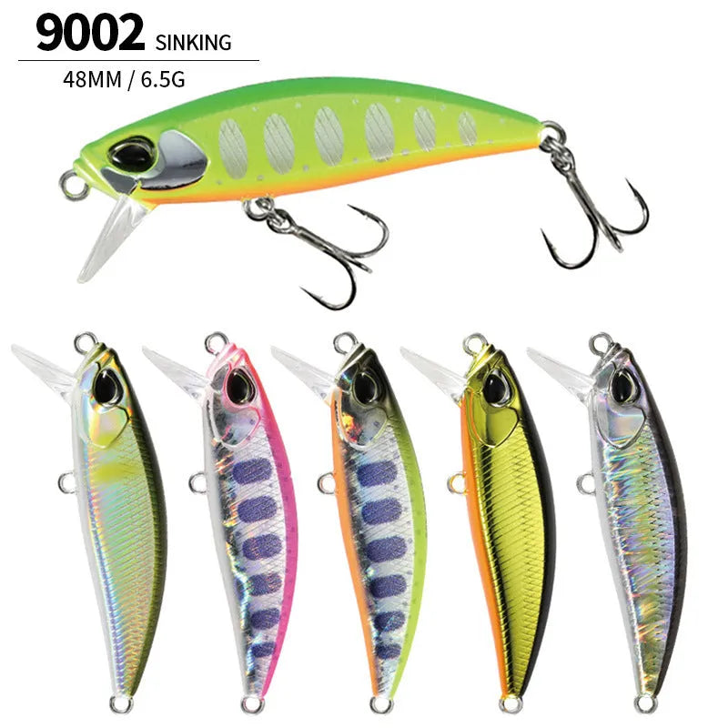 48mm submerged Mino fishing lure for mandarin fish and snakehead in multiple colour options
